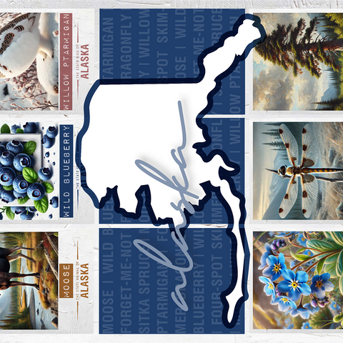 Alaska: State Symbols Poster 1000 Jigsaw Puzzle 3D Modell
