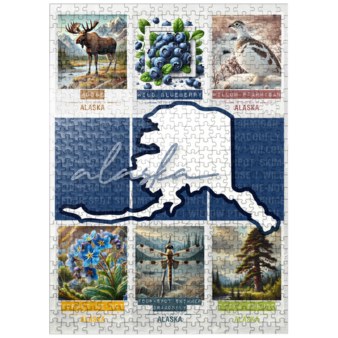 puzzleplate Alaska: State Symbols Poster 500 Jigsaw Puzzle