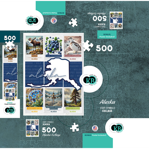 Alaska: State Symbols Poster 500 Jigsaw Puzzle box 3D Modell