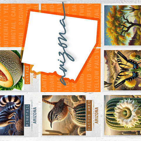 Arizona: State Symbols Poster 1000 Jigsaw Puzzle 3D Modell