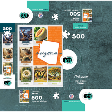 Arizona: State Symbols Poster 500 Jigsaw Puzzle box 3D Modell