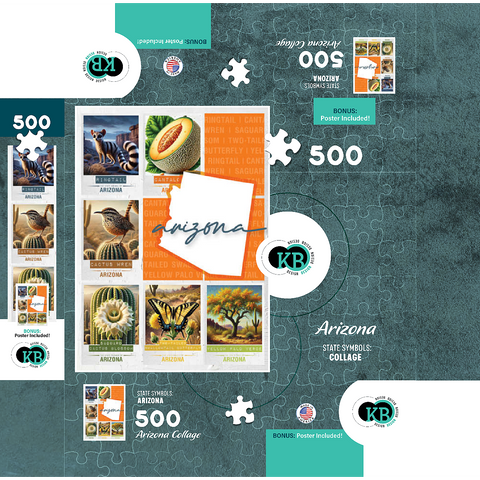 Arizona: State Symbols Poster 500 Jigsaw Puzzle box 3D Modell