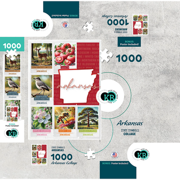 Arkansas: State Symbols Poster 1000 Jigsaw Puzzle box 3D Modell