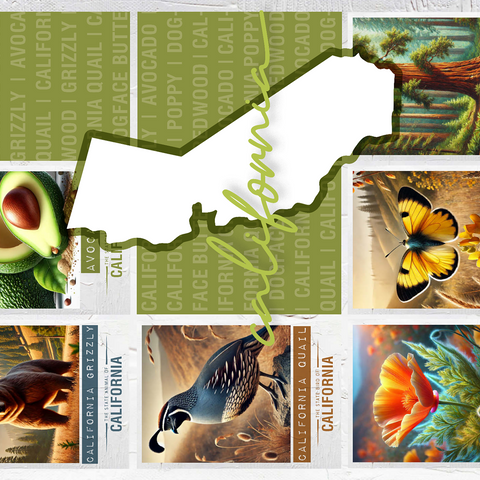 California: State Symbols Poster 500 Jigsaw Puzzle 3D Modell