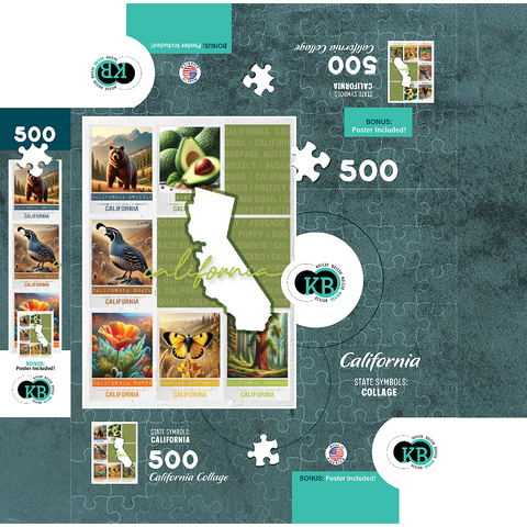 California: State Symbols Poster 500 Jigsaw Puzzle box 3D Modell