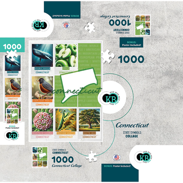 Connecticut: State Symbols Poster 1000 Jigsaw Puzzle box 3D Modell