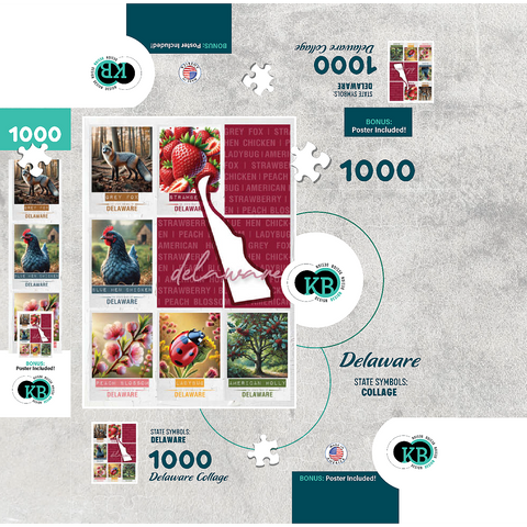Delaware: State Symbols Poster 1000 Jigsaw Puzzle box 3D Modell