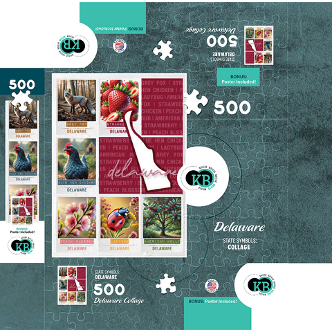 Delaware: State Symbols Poster 500 Jigsaw Puzzle box 3D Modell