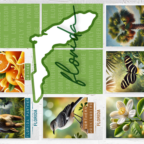 Florida: State Symbols Poster 1000 Jigsaw Puzzle 3D Modell