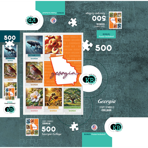 Georgia: State Symbols Poster 500 Jigsaw Puzzle box 3D Modell