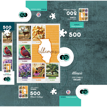 Illinois: State Symbols Poster 500 Jigsaw Puzzle box 3D Modell