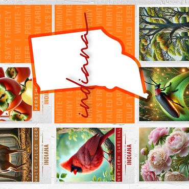 Indiana: State Symbols Poster 1000 Jigsaw Puzzle 3D Modell