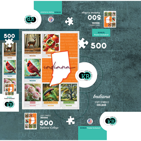Indiana: State Symbols Poster 500 Jigsaw Puzzle box 3D Modell