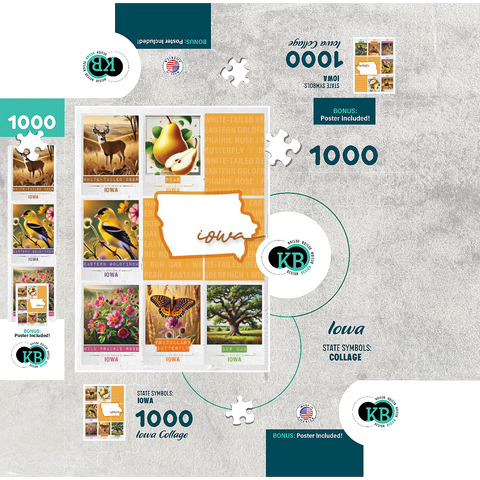 Iowa: State Symbols Poster 1000 Jigsaw Puzzle box 3D Modell