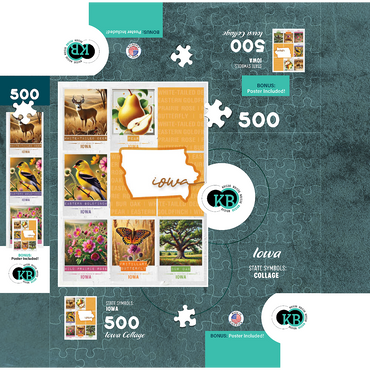 Iowa: State Symbols Poster 500 Jigsaw Puzzle box 3D Modell