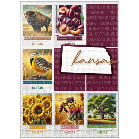 puzzleplate Kansas: State Symbols Poster 1000 Jigsaw Puzzle