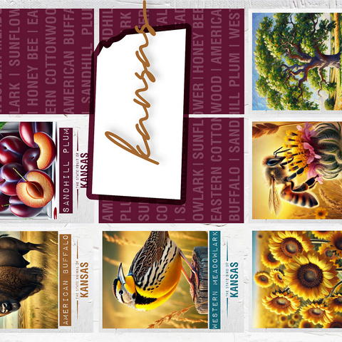 Kansas: State Symbols Poster 1000 Jigsaw Puzzle 3D Modell