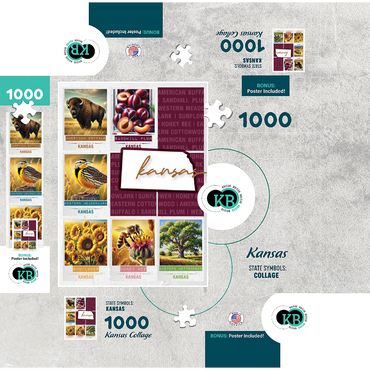 Kansas: State Symbols Poster 1000 Jigsaw Puzzle box 3D Modell