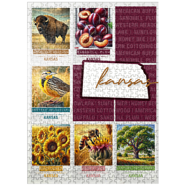 puzzleplate Kansas: State Symbols Poster 500 Jigsaw Puzzle