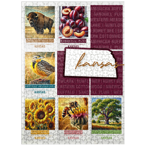 puzzleplate Kansas: State Symbols Poster 500 Jigsaw Puzzle