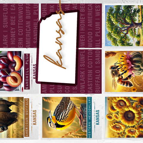 Kansas: State Symbols Poster 500 Jigsaw Puzzle 3D Modell