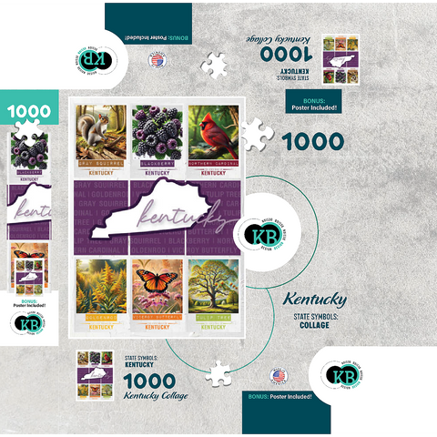 Kentucky: State Symbols Poster 1000 Jigsaw Puzzle box 3D Modell