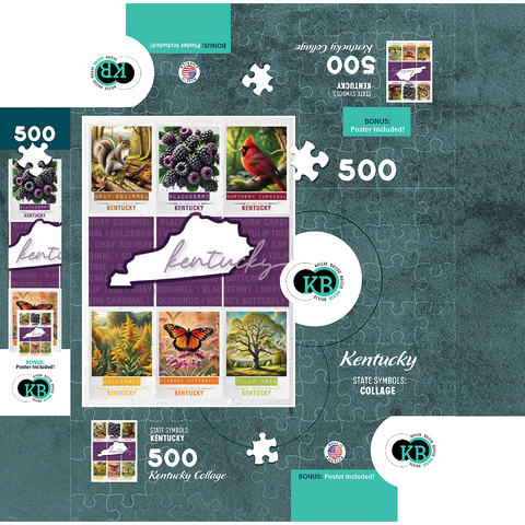 Kentucky: State Symbols Poster 500 Jigsaw Puzzle box 3D Modell
