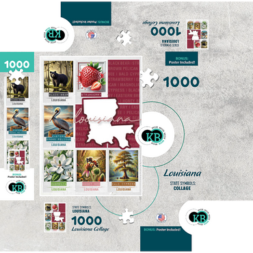 Louisiana: State Symbols Poster 1000 Jigsaw Puzzle box 3D Modell