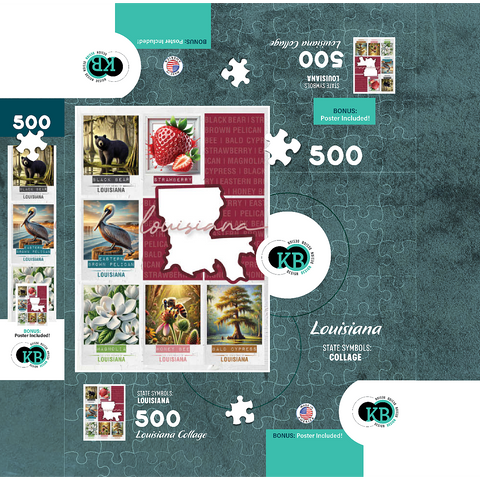 Louisiana: State Symbols Poster 500 Jigsaw Puzzle box 3D Modell