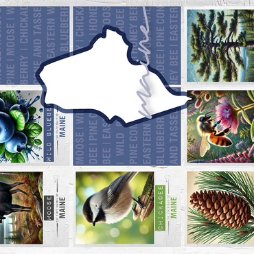 Maine: State Symbols Poster 1000 Jigsaw Puzzle 3D Modell