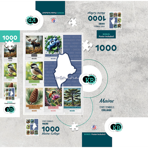 Maine: State Symbols Poster 1000 Jigsaw Puzzle box 3D Modell