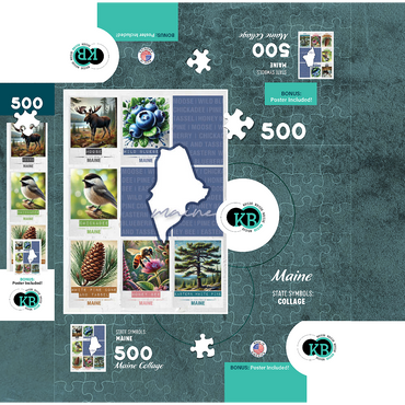 Maine: State Symbols Poster 500 Jigsaw Puzzle box 3D Modell