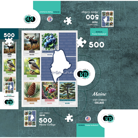 Maine: State Symbols Poster 500 Jigsaw Puzzle box 3D Modell