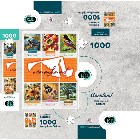 Maryland: State Symbols Poster 1000 Jigsaw Puzzle box 3D Modell