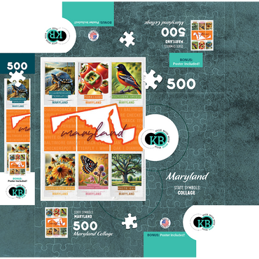 Maryland: State Symbols Poster 500 Jigsaw Puzzle box 3D Modell