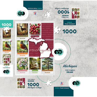 Michigan: State Symbols Poster 1000 Jigsaw Puzzle box 3D Modell