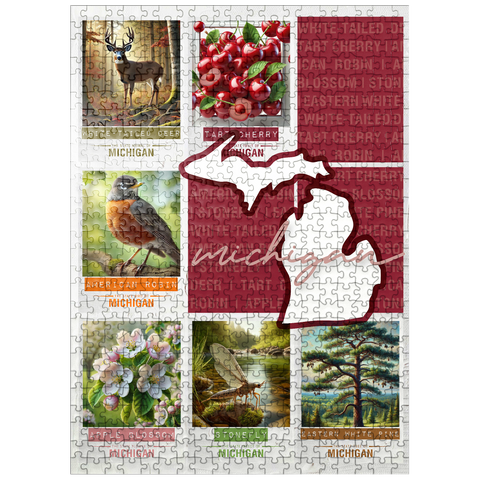 puzzleplate Michigan: State Symbols Poster 500 Jigsaw Puzzle
