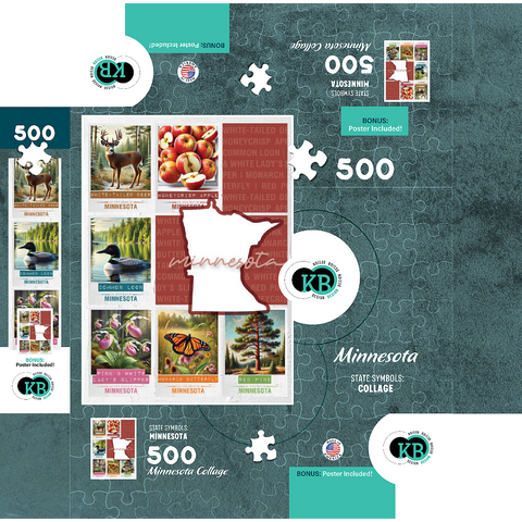 Minnesota: State Symbols Poster 500 Jigsaw Puzzle box 3D Modell