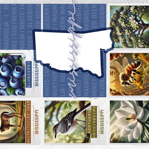 Mississippi: State Symbols Poster 1000 Jigsaw Puzzle 3D Modell