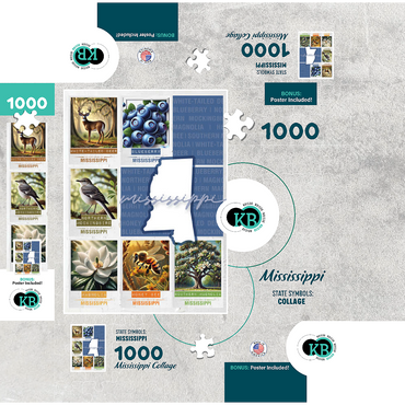 Mississippi: State Symbols Poster 1000 Jigsaw Puzzle box 3D Modell