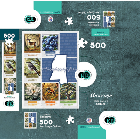 Mississippi: State Symbols Poster 500 Jigsaw Puzzle box 3D Modell