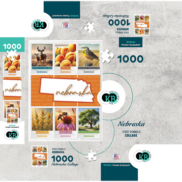 Nebraska: State Symbols Poster 1000 Jigsaw Puzzle box 3D Modell