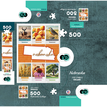 Nebraska: State Symbols Poster 500 Jigsaw Puzzle box 3D Modell