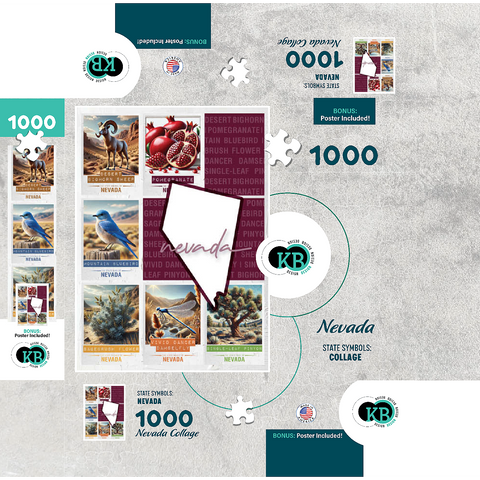 Nevada: State Symbols Poster 1000 Jigsaw Puzzle box 3D Modell