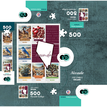 Nevada: State Symbols Poster 500 Jigsaw Puzzle box 3D Modell