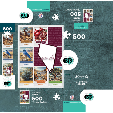 Nevada: State Symbols Poster 500 Jigsaw Puzzle box 3D Modell