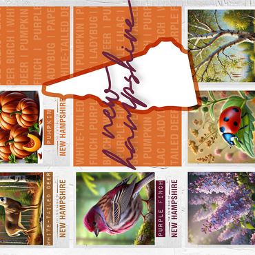 New Hampshire: State Symbols Poster 1000 Jigsaw Puzzle 3D Modell