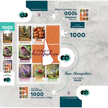 New Hampshire: State Symbols Poster 1000 Jigsaw Puzzle box 3D Modell