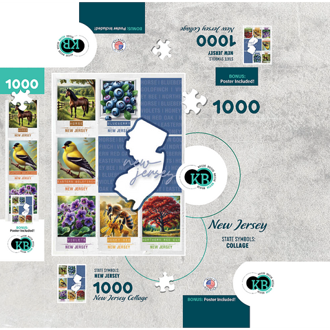 New Jersey: State Symbols Poster 1000 Jigsaw Puzzle box 3D Modell