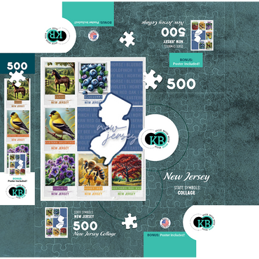 New Jersey: State Symbols Poster 500 Jigsaw Puzzle box 3D Modell